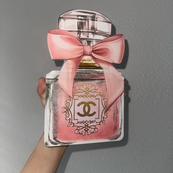 NWT Fashion perfume shaped with pink bow Desk Art Block Home Decor - Picture 4 of 7